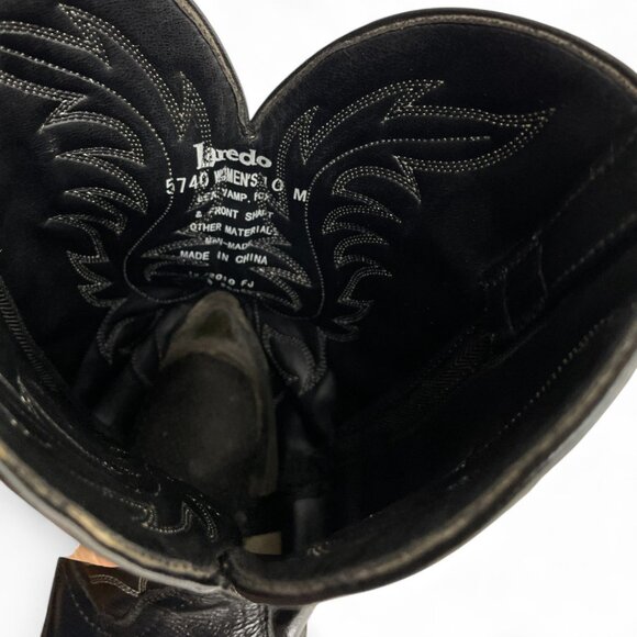 Laredo Black Leather Western Cowboy Cowgirl Boots Women's 10 M - Picture 10 of 10